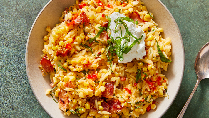 Image of Creamy One-Pot Orzo With Corn and Bacon from New York Times Cooking