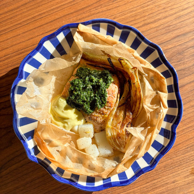 Image of Salmon en Papillote with Mustard Mayonnaisse & Dill Gremolata from Food52