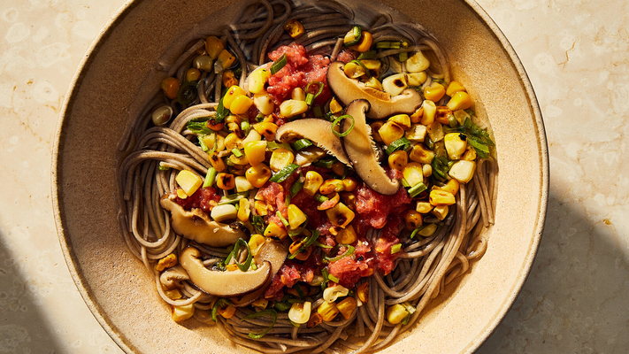 Image of Chilled Soba in Dashi With Tomatoes and Corn from New York Times Cooking