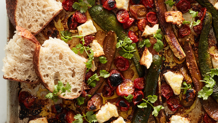 Image of Sheet-Pan Zucchini, Tomatoes and Feta from New York Times Cooking