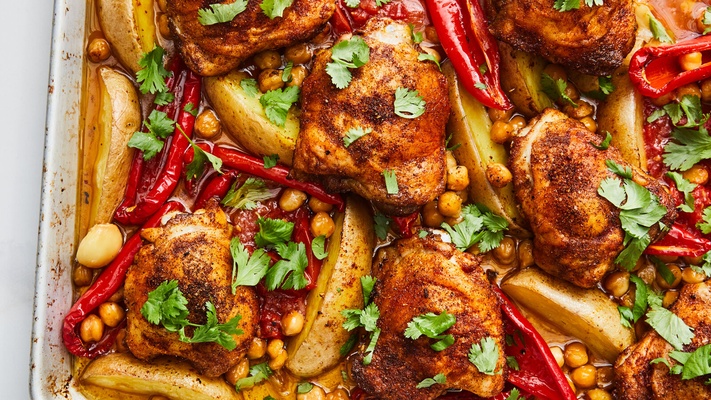 Image of Chicken and Chickpea Tray Bake from New York Times Cooking